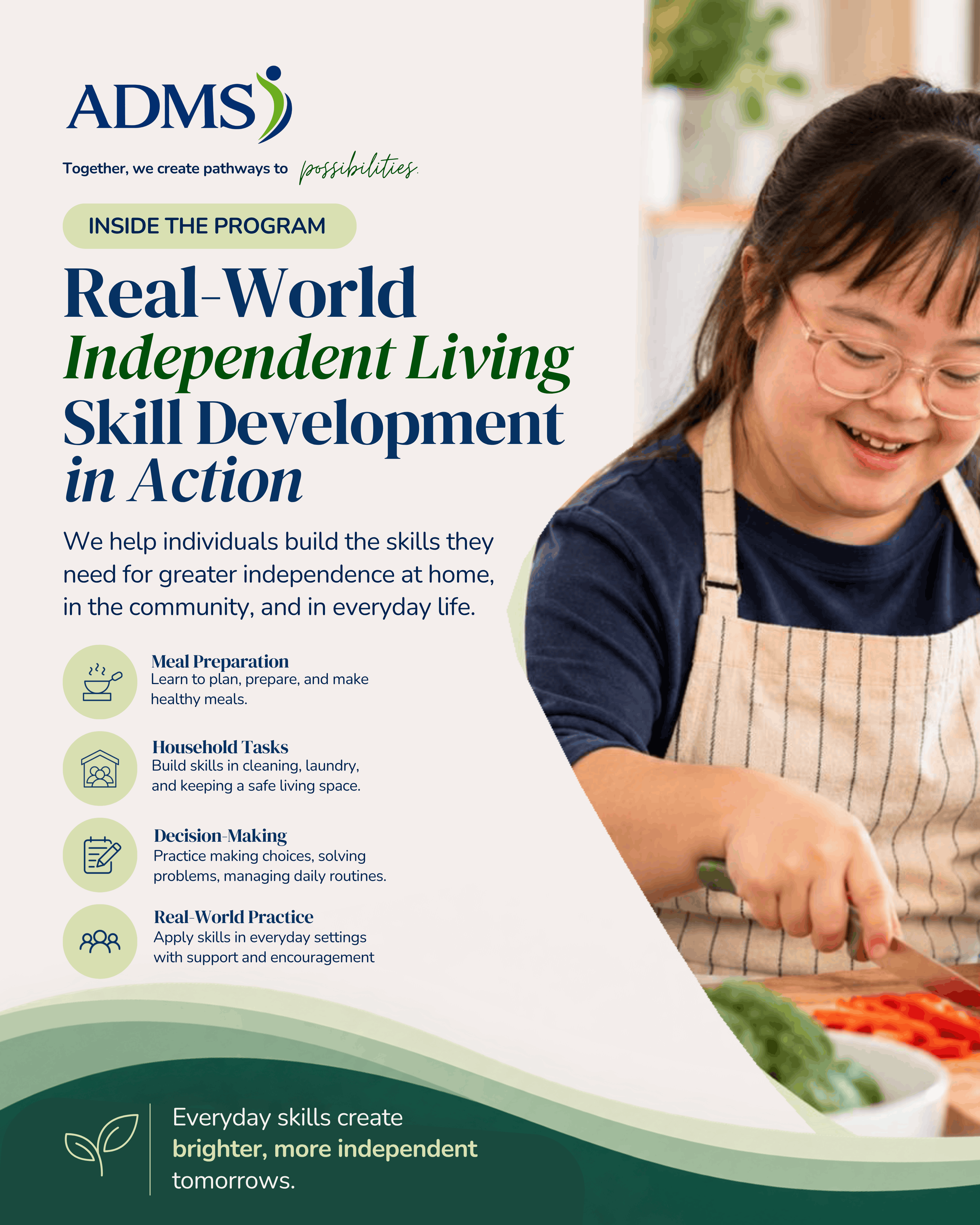 Everyday tasks can be meaningful steps toward greater independence. This post highlights how ADMS Pathways supports individuals in building practical skills, making their own choices, and growing in confidence at their own pace.
